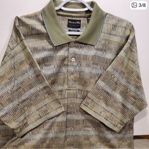 Men's Green Patterned Polo Shirt